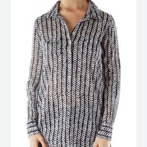 J.Crew | Herringbone Half Button Down Tunic Top Size Small